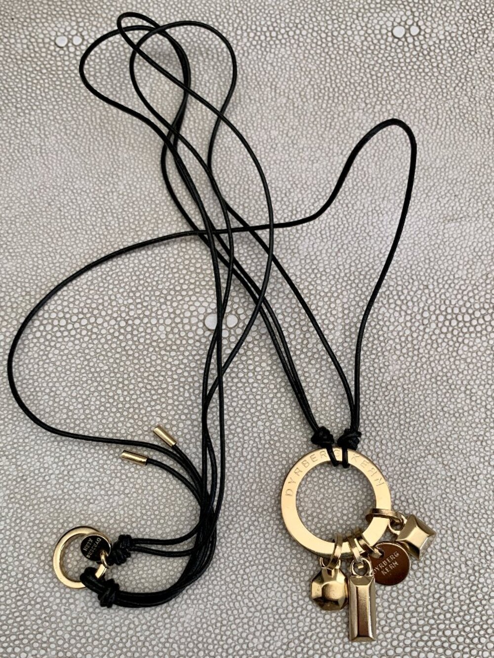 Dyrberg/Kern Thordis gem shaped pendant leather necklace